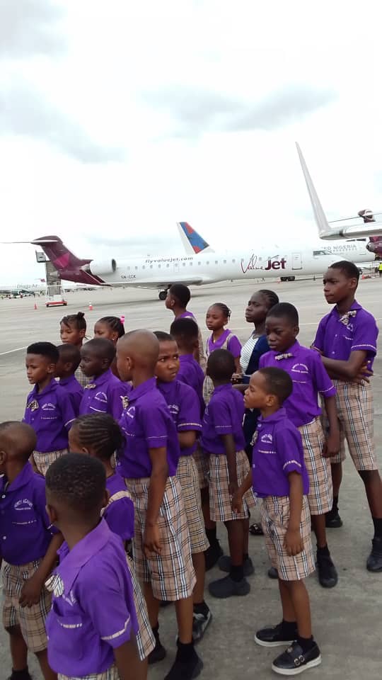 Mercy Academy pupils seeing an aircraft during their outing